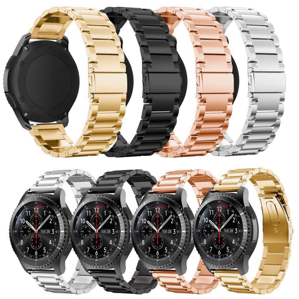 Black 22mm Stainless Steel Wrist Watch Band Strap Bracelet for Mens Womens