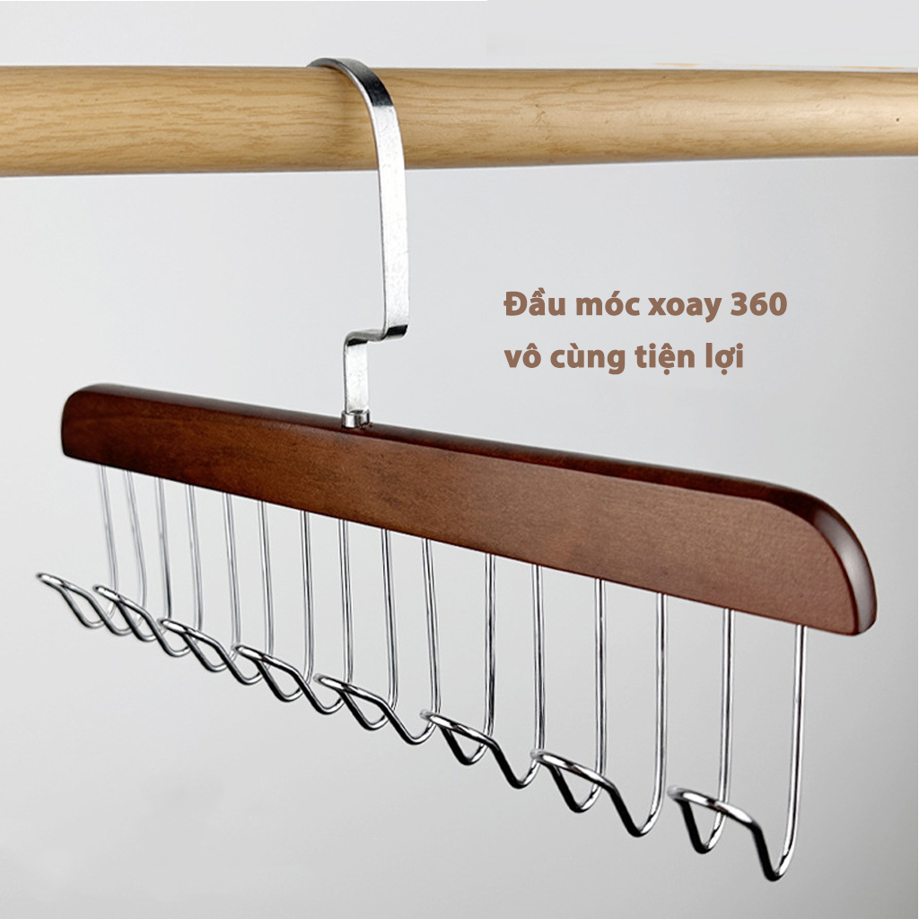 Móc Gỗ Treo Đồ Lót Áo Ngực Áo 2 Dây Bra Gosashi Giá Treo 8 Mắc Bằng Gỗ Treo Áo Lót Cà Vạt Thắt Lưng Túi Xách Gọn Gàng Giao Màu Ngẫu Nhiên