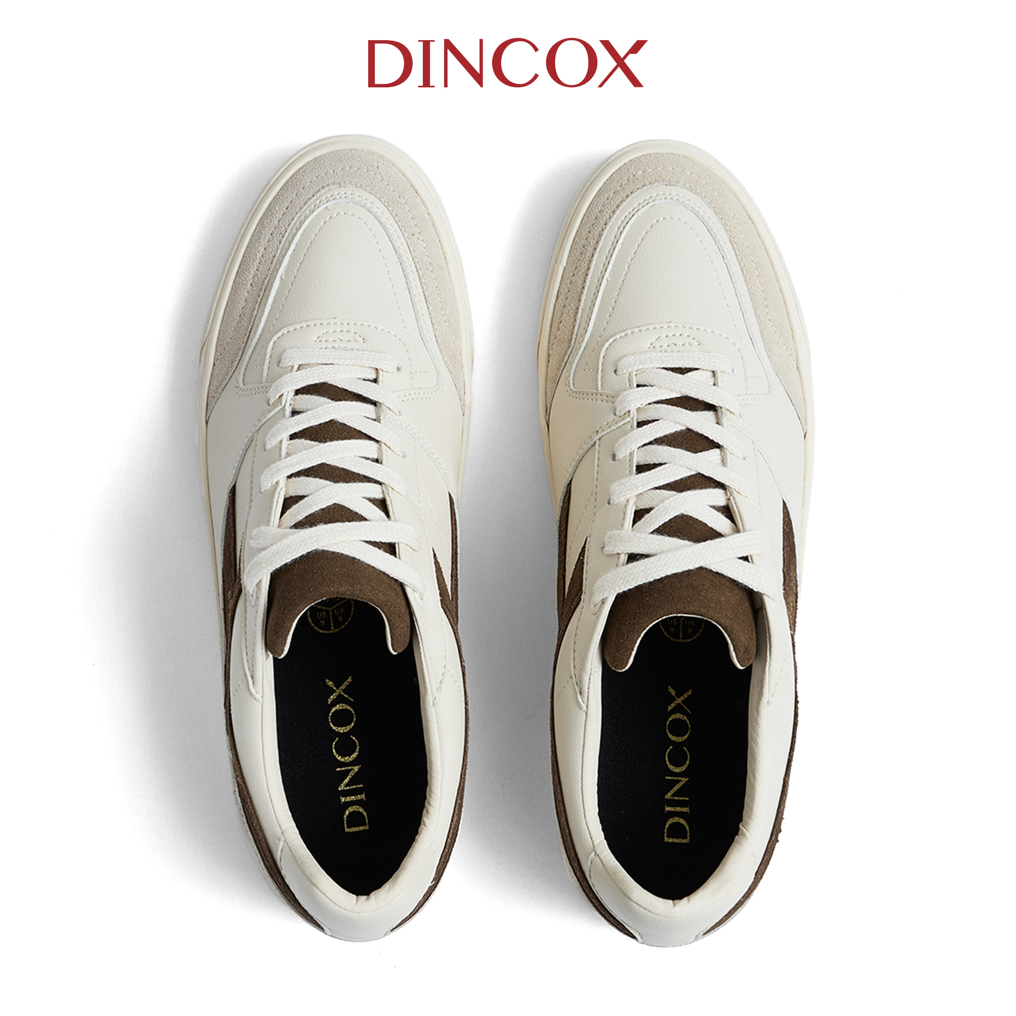 Giày Da Sneaker Nam Nữ DC39 CARAMEL DINCOX Shoes Đế Bằng - Microfiber Leather