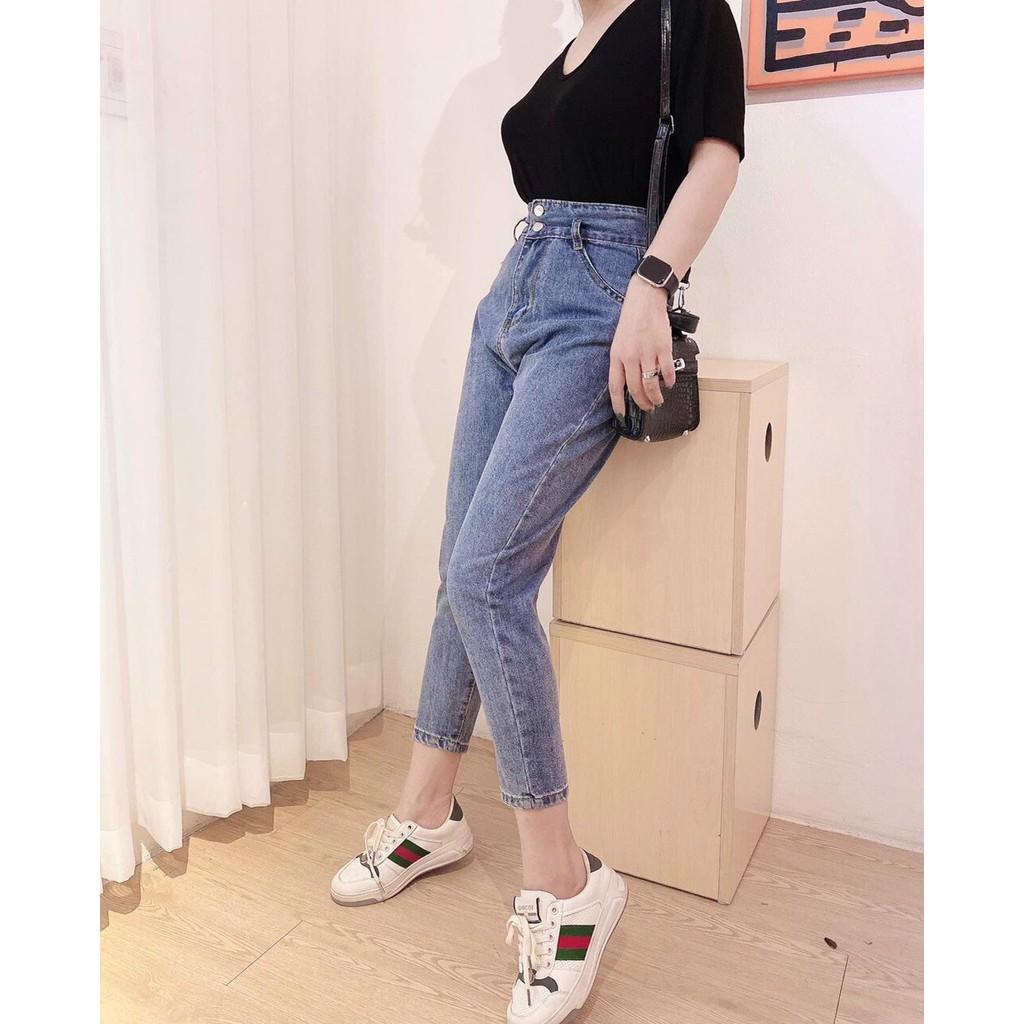 Quần baggy jean nữ cao cấp vải denim co dãn nhẹ wash màu chuẩn Phuongnamshop20 kvZ1