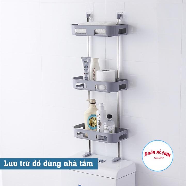 Kệ gác bồn cầu toilet 3 tầng gắn tường thiết kế thông minh tiện ích - Kệ để đồ phòng tắm nhà vệ sinh