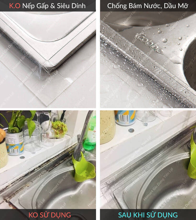 Băng Dán Viền Bếp Bồn Chậu Rửa Trong Suốt Keo Siêu Dính Dán Mép Tường Chống Bẩn Dầu Mỡ Nấm Mốc