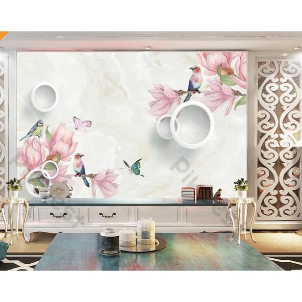 Tranh dán tường Hoa thủy tiên sang trọng hiện đại, tranh 3d dán tường hiện đại MS734450