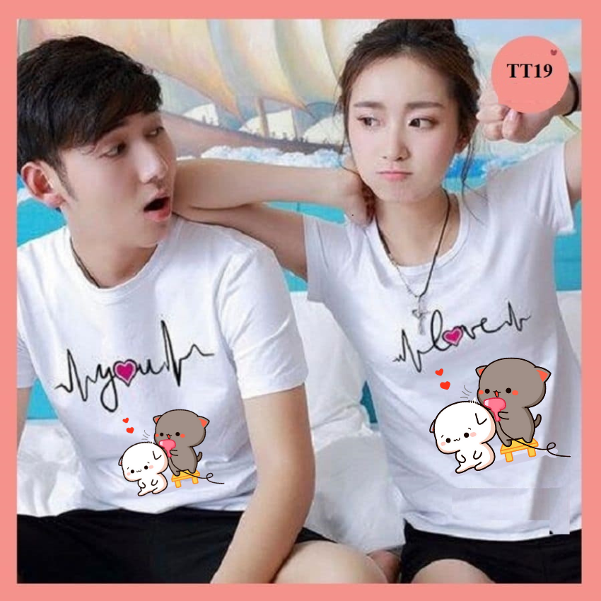 Áo Đôi Phông Rộng TT18, Áo Thun Nam Nữ In Nhịp Tim ý Nghĩa