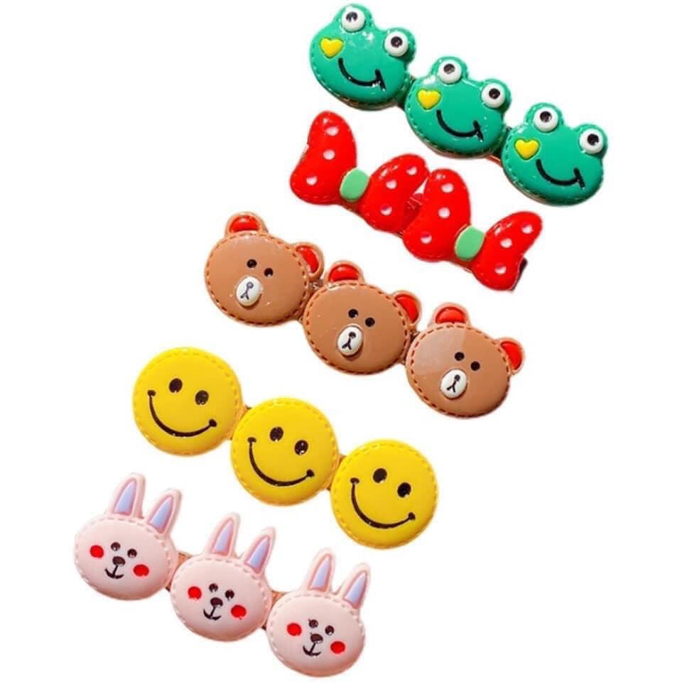 SET 10 KẸP TÓC MÁI 3 STICKER HOA QUẢ HÀN QUỐC CHO BÉ