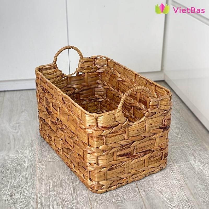 Giỏ lục bình VIETBAS hình chữ nhật có quai MAU55