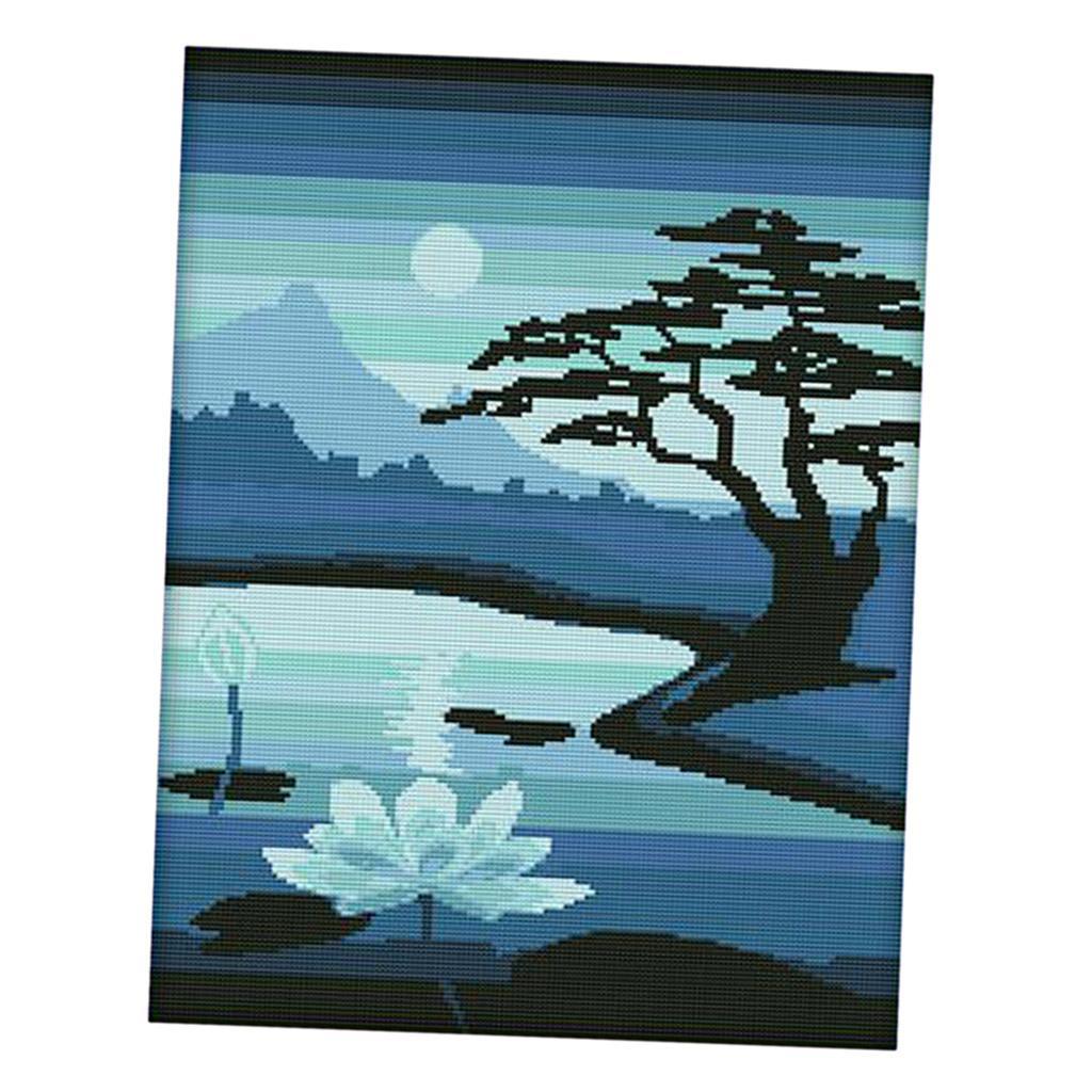 Lotus Pool Cross Stitch Stamped Kit Handmade Embroidery Craft DIY Home Decor