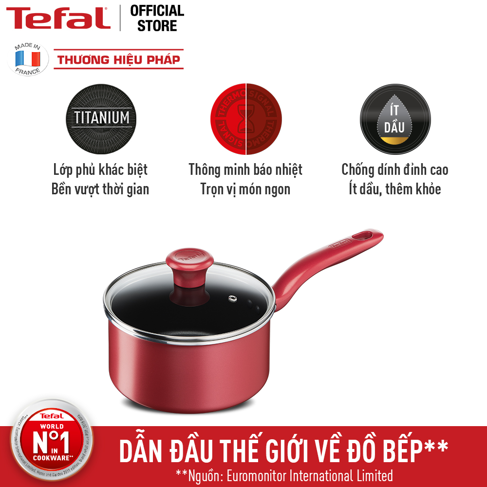 Nồi cán dài chống dính đáy từ Tefal So Chef 18cm, dùng cho mọi loại bếp- Hàng chính hãng