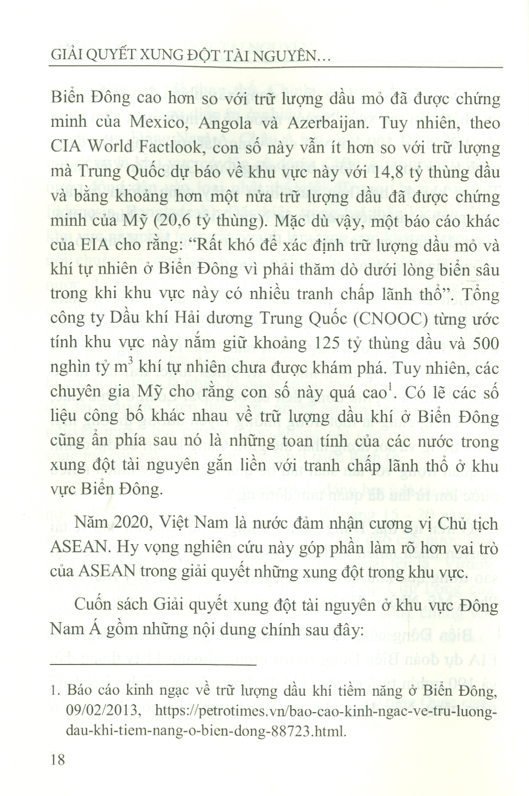 Giải Quyết Xung Đột Tài Nguyên Ở Khu Vực Đông Nam Á (Resolving Resource Conflicts In Southeast Asia) (Sách chuyên khảo)