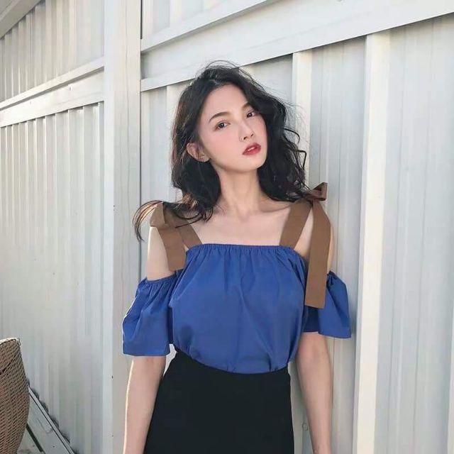 Áo kiểu, áo khoét vai nữ, áo bẹt vai nữ, áo nơ, áo thun, áo kiểu