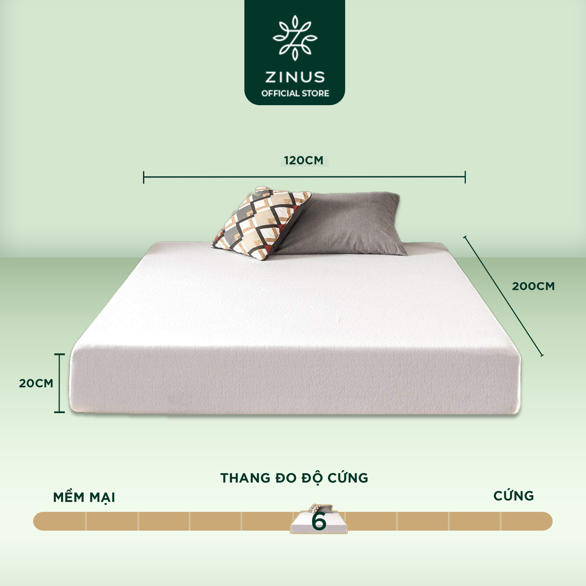 Nệm foam cuộn hút chân không cao cấp Zinus - Memory Foam Mattress