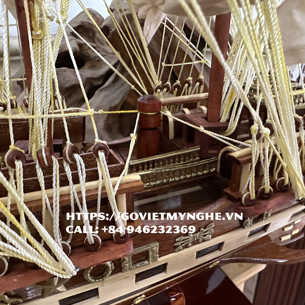 [Dài 80cm] Mô hình thuyền gỗ trang trí nhà cửa - quà tặng khai trương tân gia - thuận buồm xuôi gió - France II