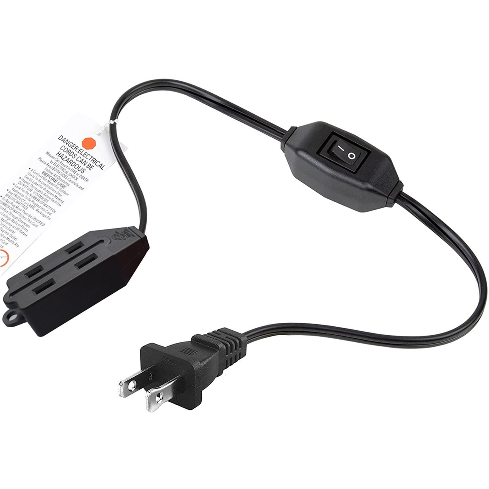 2 Prong Power Strip 1-15P to 1-15R with 12A Switch for Home Desktop Outdoor