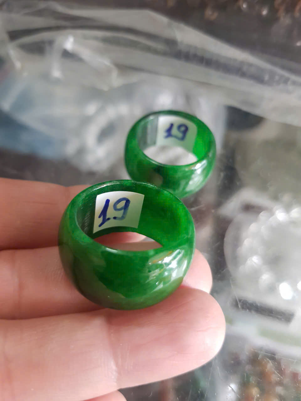 Nhẫn Nam Đá cẩm thạch Xanh đậm đẹp Ni 19mm x cao 13,8mm x dầy 3,8mm nam mệnh mộc mệnh hỏa mệnh Thủy đeo nhẫn ni 19mm rẻ ạ