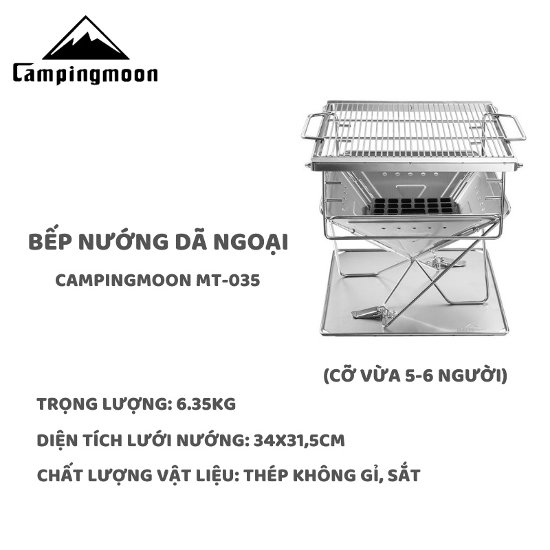 Bếp nướng than hoa gấp gọn 4-6 người Campingmoon MT-035