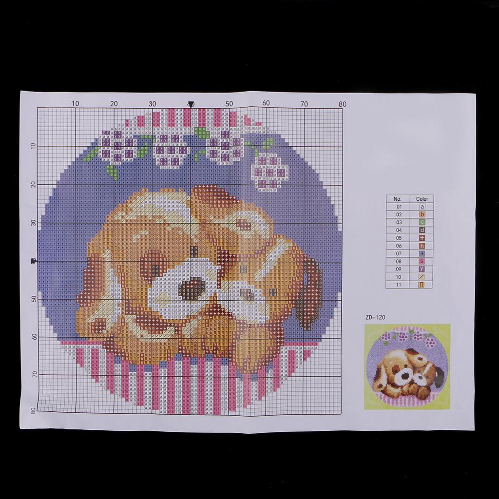 DIY Embroidery Two Dogs Canvas Latch Hook Rug Kit for Women Men W/ All Tools