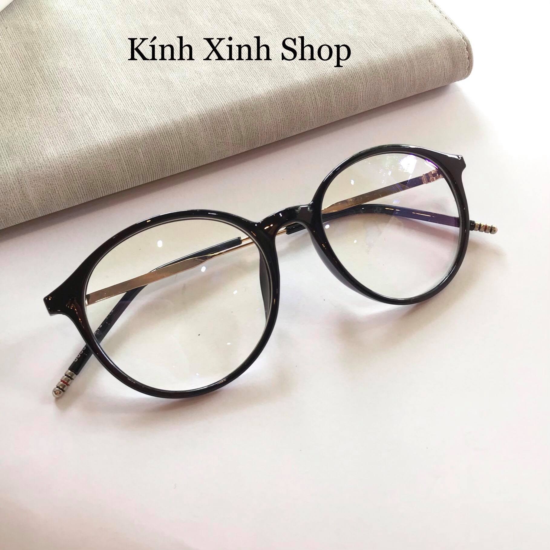 Kính Giả Cận, Gọng Kính Cận Nam Nữ Mắt Tròn Gọng Kim Loại Hàn Quốc Chống Nắng UV - KĨNH XINH SHOP