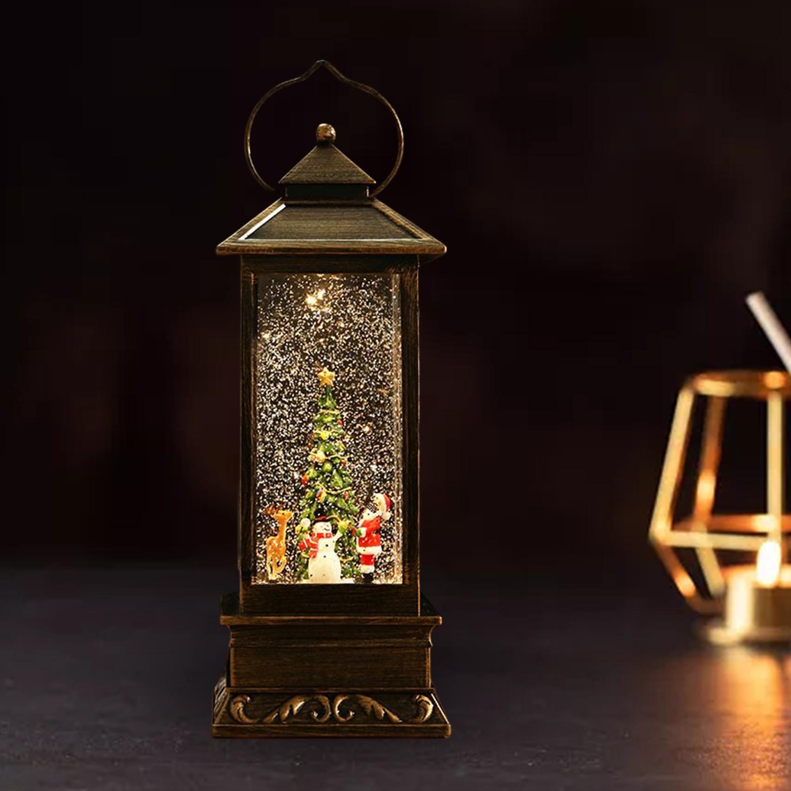 Glittering Christmas Music Box Lantern Rotating for Holiday Indoor Decor