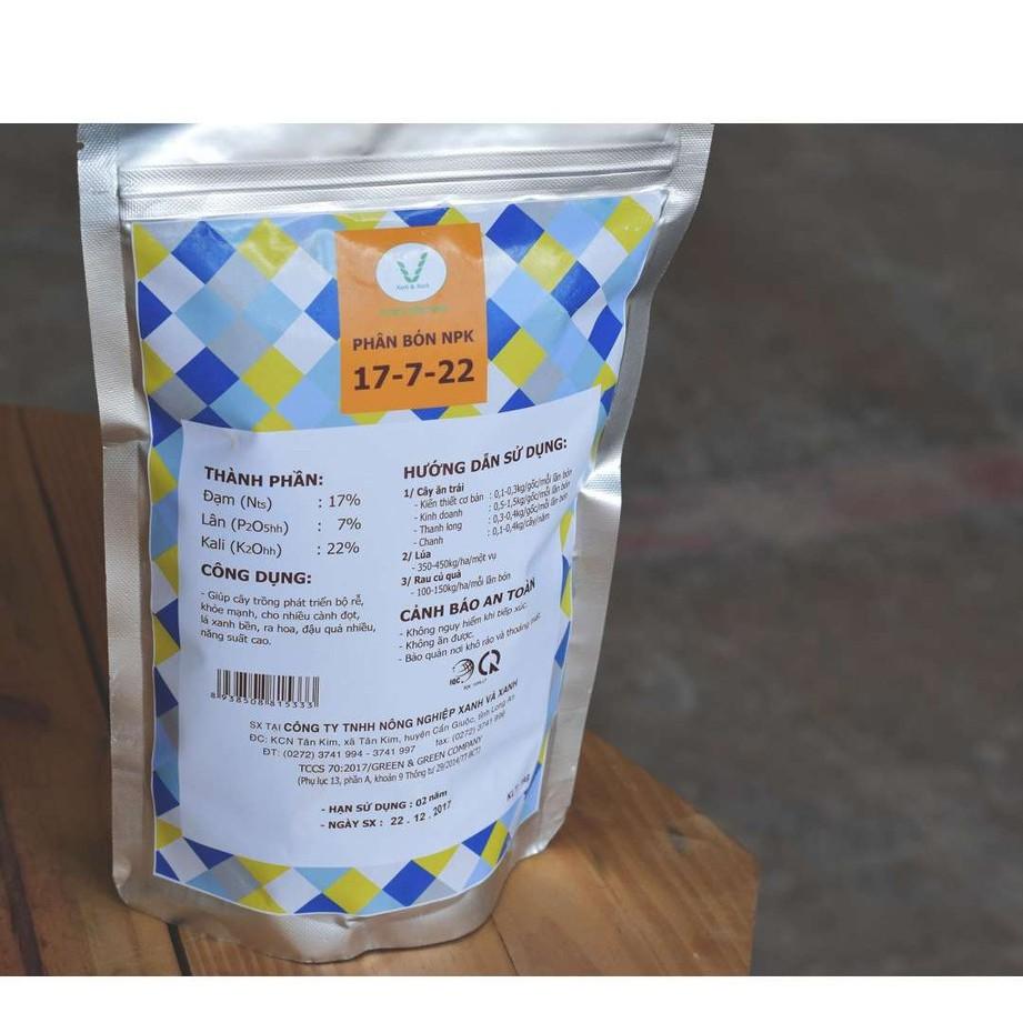 Phân bón NPK Xanh và Xanh 17-7-22, Chuyên Kích quả, tăng độ ngọt tự nhiên, thích hợp cho giai đoạn thu hoạch.