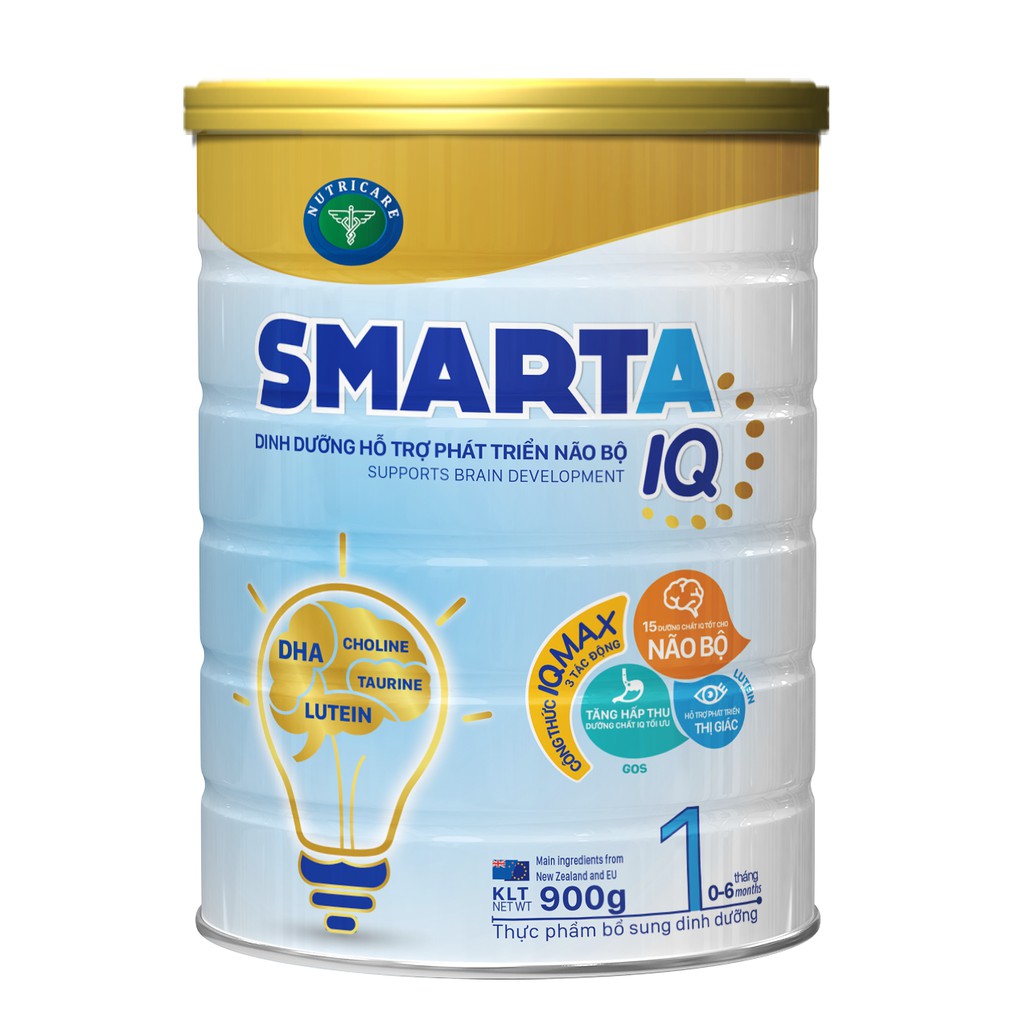 Bộ 2 lon sữa SmartA IQ Step 1 900g - Dinh dưỡng hỗ trợ phát triển não bộ của NutriCare