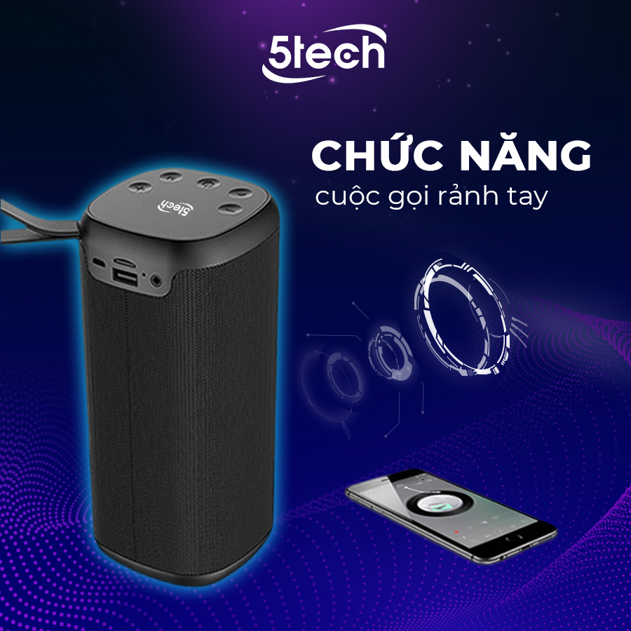 Loa bluetooth 5TECH BS2 hàng chính hãng, loa mini cầm tay di động nghe nhạc cực hay hỗ trợ cắm thẻ nhớ, USB dành cho điện thoại, máy tính...