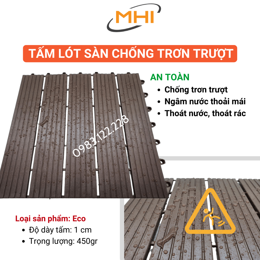 [COMBO 11] Thảm lát sàn uPVC cao cấp MHI-ECO, Tấm nhựa trải sàn trang trí ban công / sân vườn / sân thượng; lót sàn chống trơn trượt nhà tắm / bể bơi - Hàng Việt Nam chất lượng cao