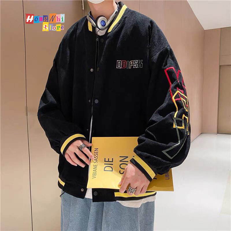 Áo Khoác Bomber Nhung Tăm Thêu DOIRSK Dáng Rộng Nam Nữ Ulzzang Unisex - MM