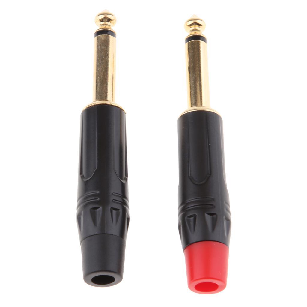 2x 6.5mm 1/4inch Mono Audio Male Solder Plug  Connector