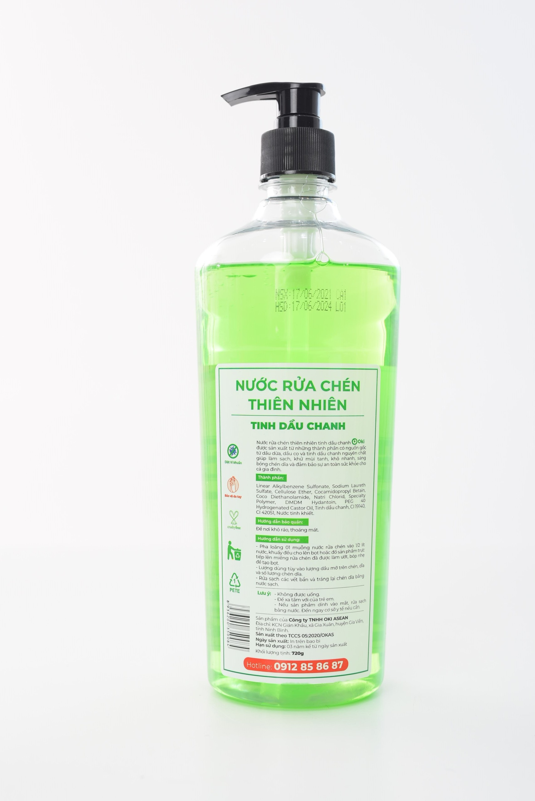 Nước rửa chén OKI Clean Thiên nhiên Tinh dầu Chanh 720g