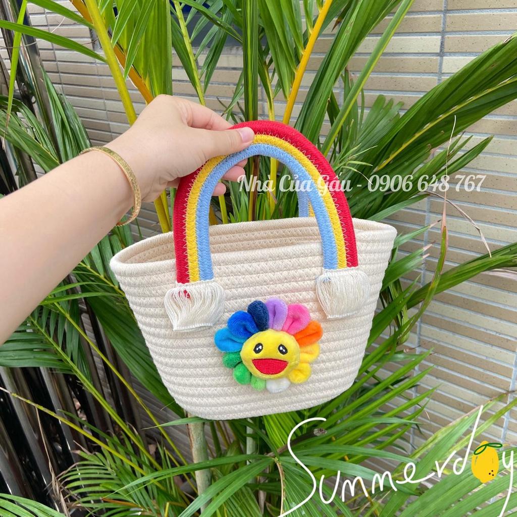 Túi cói cầu vồng xinh xỉu