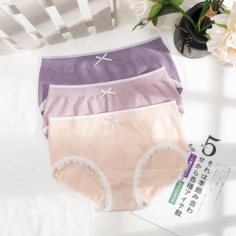 Hộp 5 quần lót cotton kháng khuẩn mềm mịn đính nơ dễ thương cho nữ QLN16