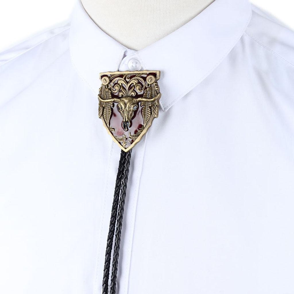 Men's Vintage Western Cowboy Rodeo Cow Bolo Tie Bola Pendant Necklace