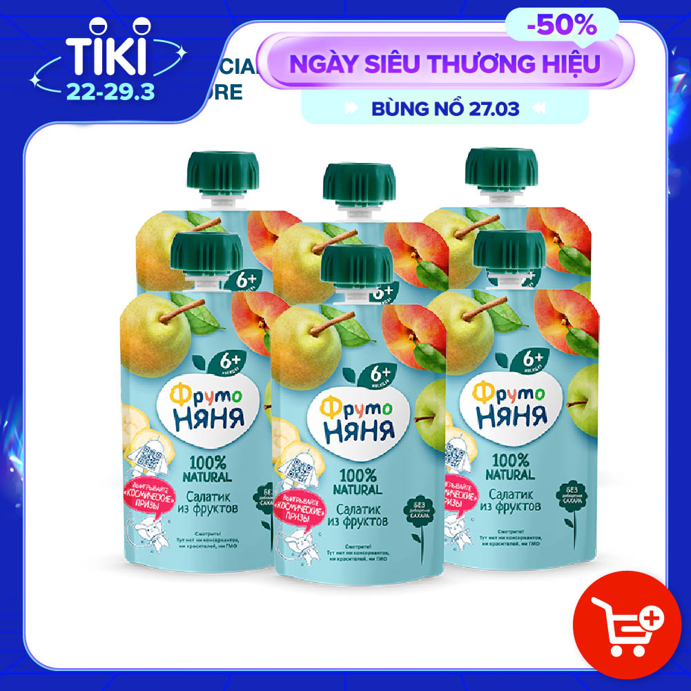 Combo 6 Gói Trái cây nghiền Salad Fruit Fruto Nyanya 90g