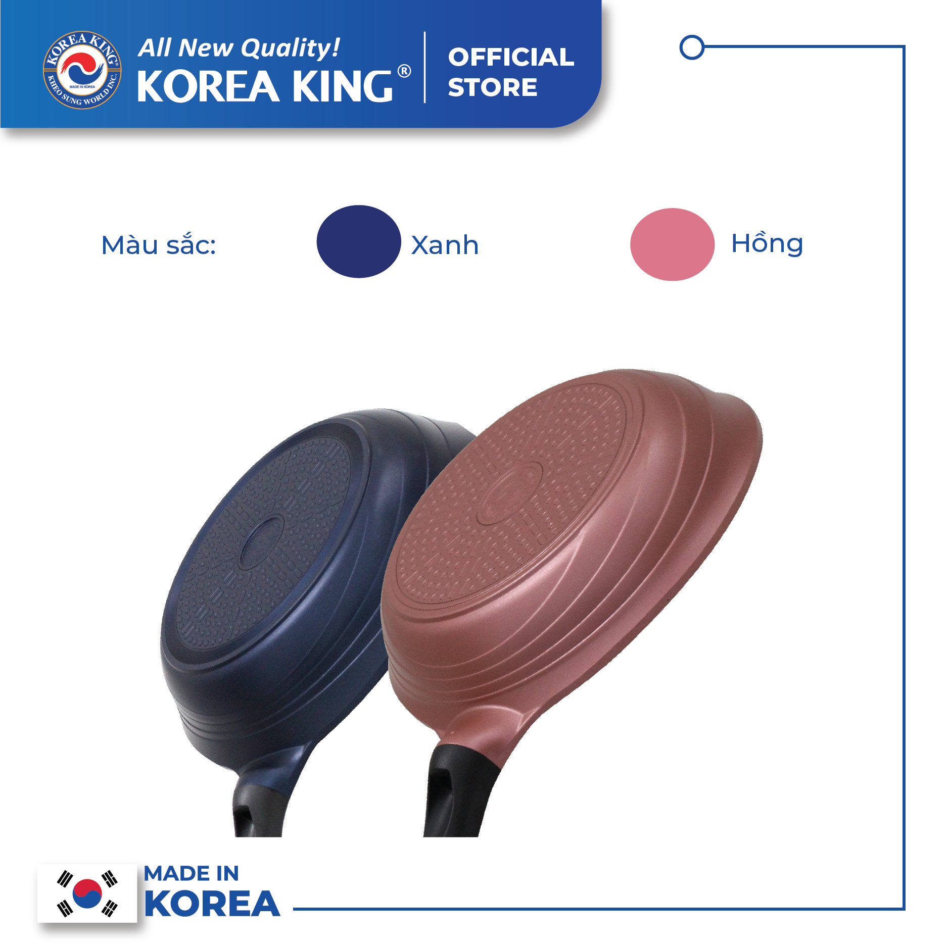 Combo 2 chảo sâu, cạn Colormic Korea King (1 chảo cạn 20cm và 01 chảo sâu 28 cm)-Hàng chính hãng