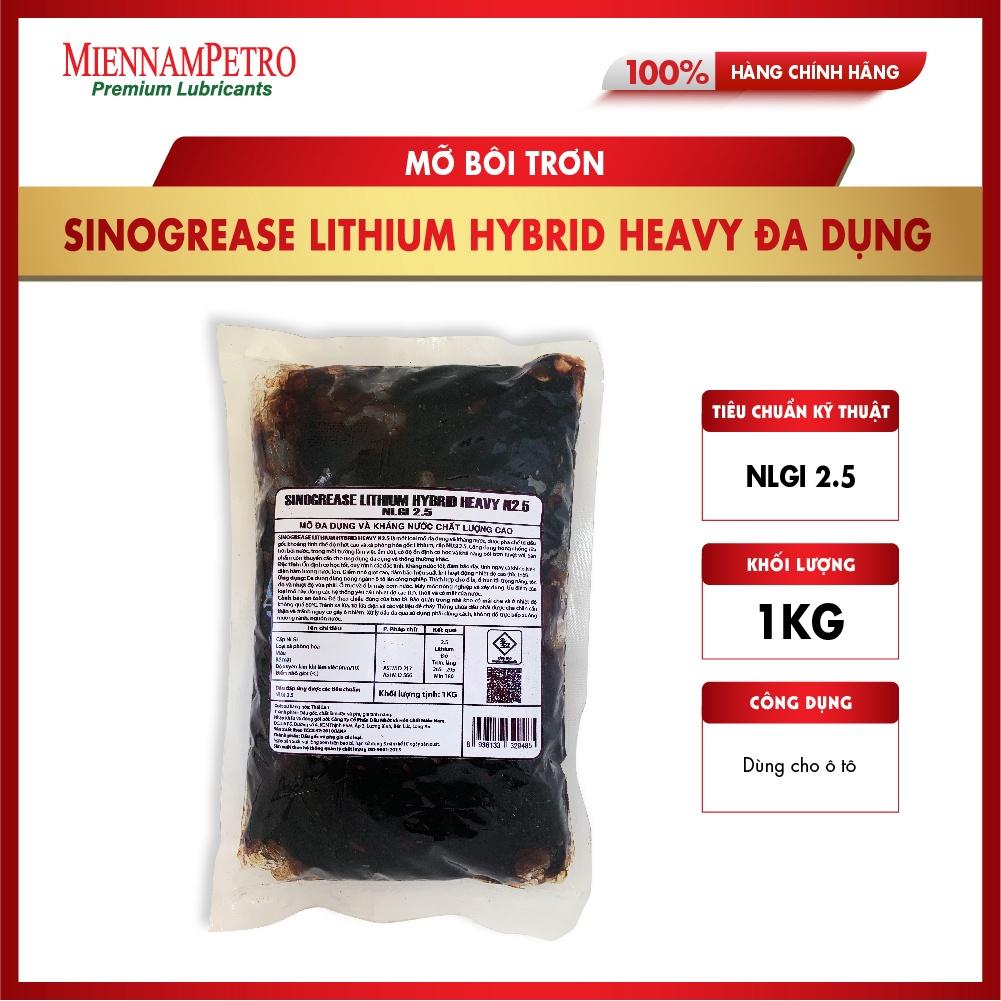 Mỡ Bôi Trơn MiennamPetro Sinogrease Lithium Hybrid Heavy NLGI2.5 1KG Đa Dụng và Kháng Nước Chất Lượng Cao Dùng Cho Ô Tô