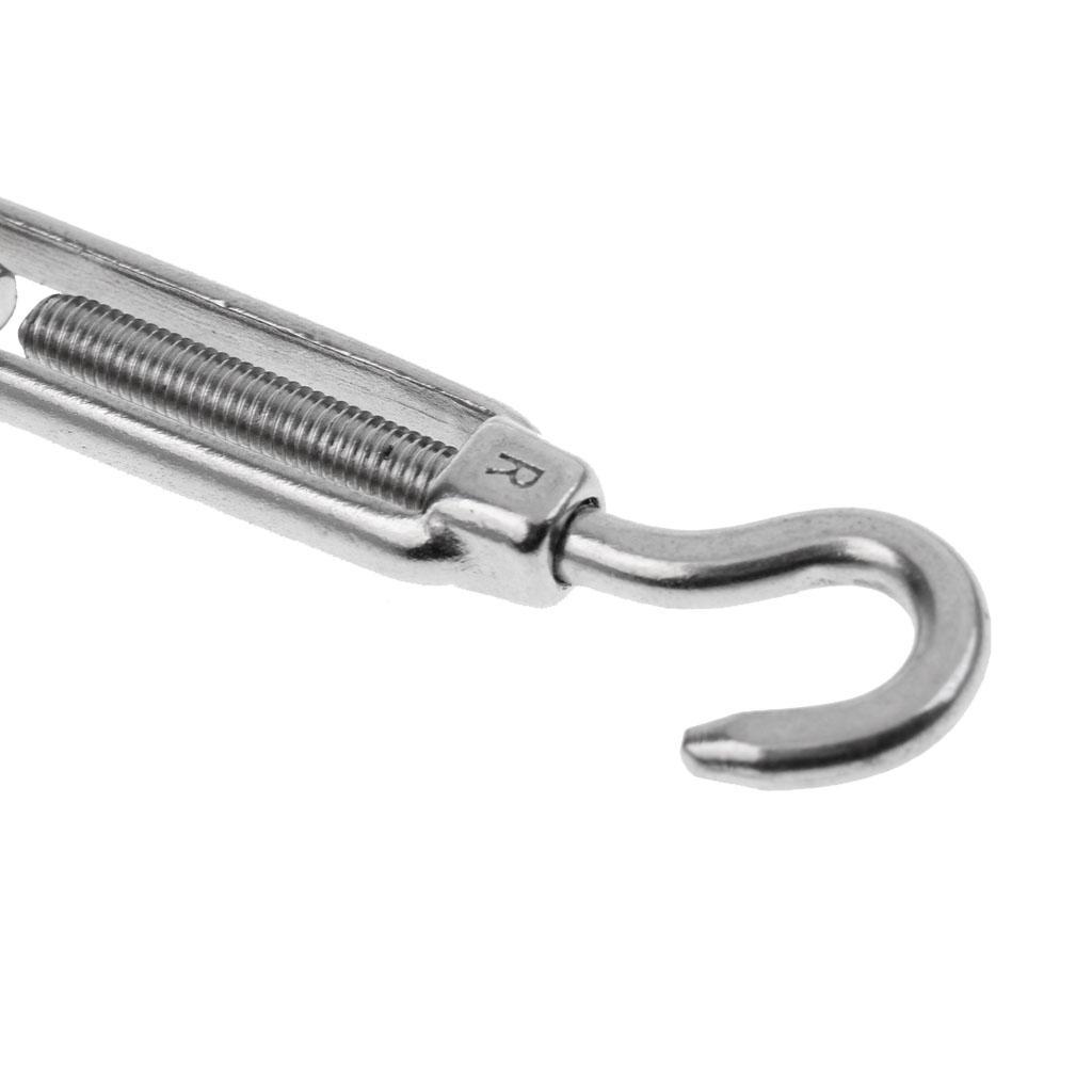 2 Pcs Stainless Steel 304 Eye & Hook Turnbuckle Wire Rope Tension M4