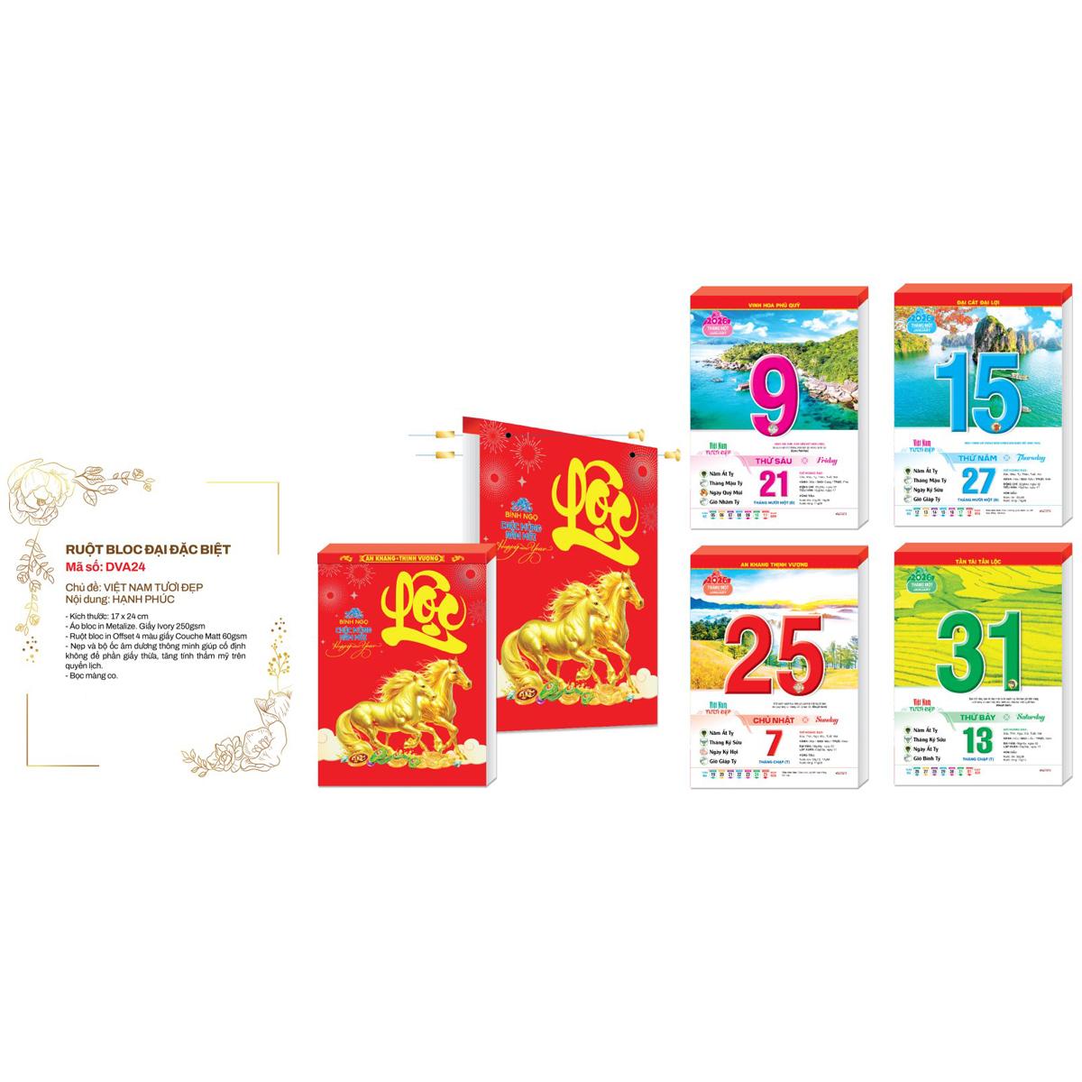 Lịch Bloc Đại Đặc Biệt 2026 - Việt Nam Tươi Đẹp - Hạnh Phúc - Đại Việt Á DVA24