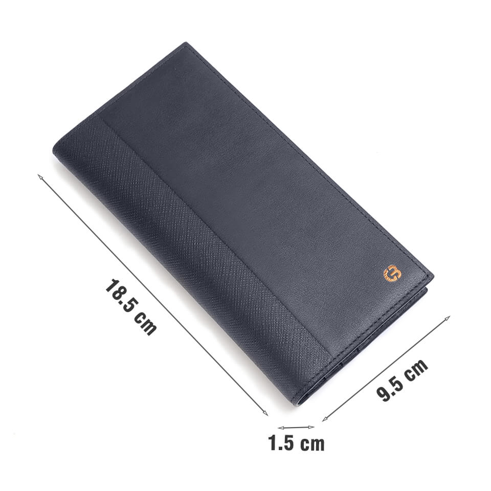 Bóp Nam Dáng Dài Ví Da Nam GENCE C20 Chất Liệu Da Bò Cao Cấp Màu Xanh Navy
