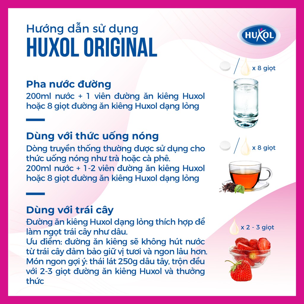 Đường Ăn Kiêng Huxol - Dòng Original - Dành cho người tiểu đường, không calo, hỗ trợ người muốn giảm cân - Nhập khẩu từ Đức