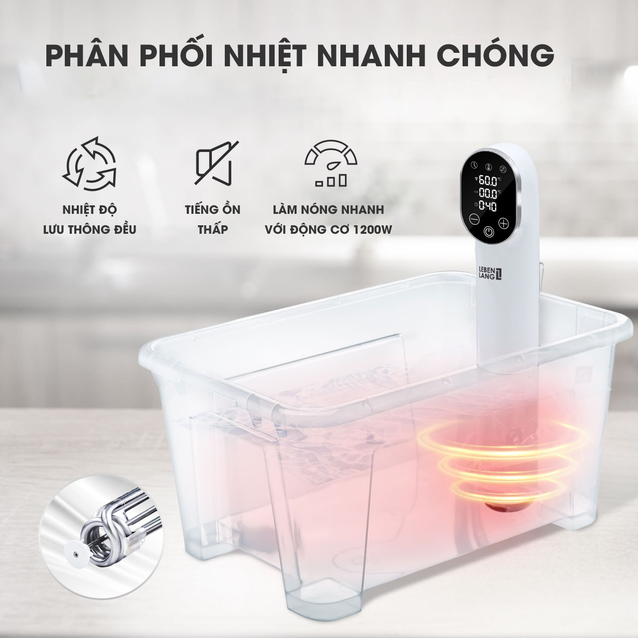 Máy nấu chậm Lebenlang LBS4648 màn hình LED, công suất 1200W, điều khiển từ xa, bảo hành 2 năm - hàng chính hãng