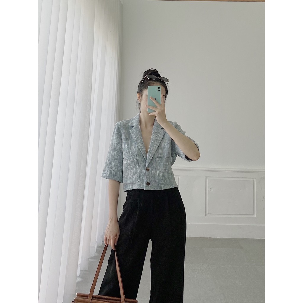 YU CHERRY | Áo nữ Gingham Pocket Blazer YA362