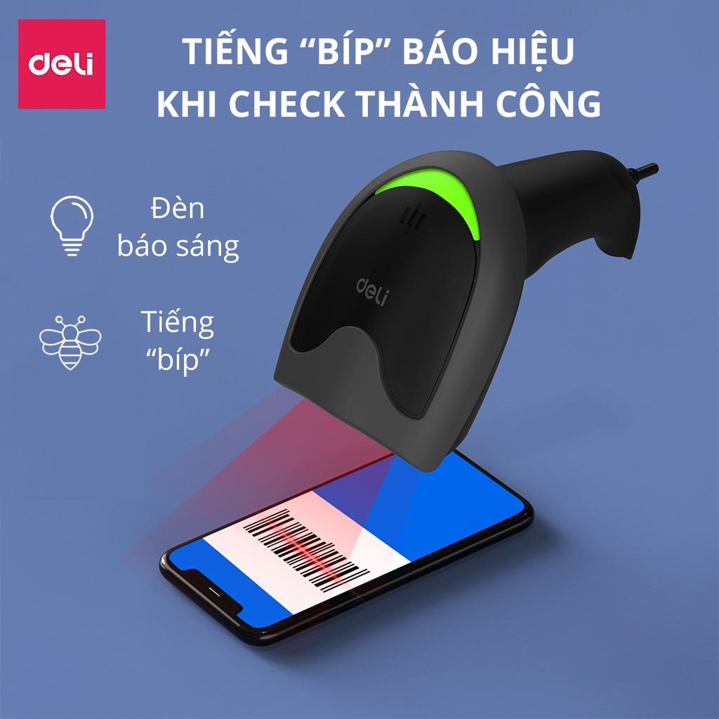 Máy Quét Mã Vạch 1D Đa Ứng Dụng Deli - Quét Mã Code Siêu Thị, Cửa Hàng Tạp Hóa, Kho Hàng, Kết Nối USB Có Dây Đa Thiết Bị Thông Minh - Hàng Chính Hãng- ES201 ES211