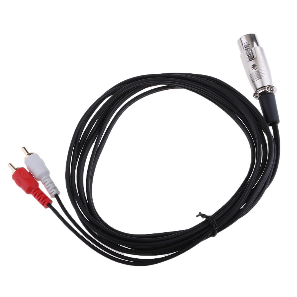 Stereo Audio Cable Wire Cord 3 Pin 1 XLR Female Plug to 2 RCA Male Splitter
