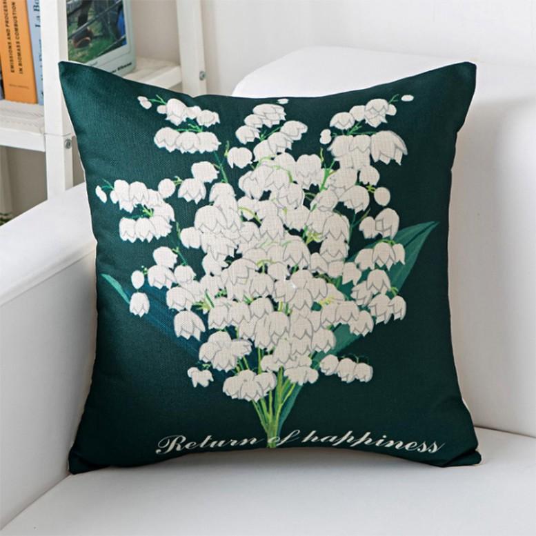 Gối Tựa Lưng | Gối Tựa Sofa, Gối Vuông Trang Trí In Hoạt Tiết Hoa Lá Hiện Đại Kích Thước 45x45cm
