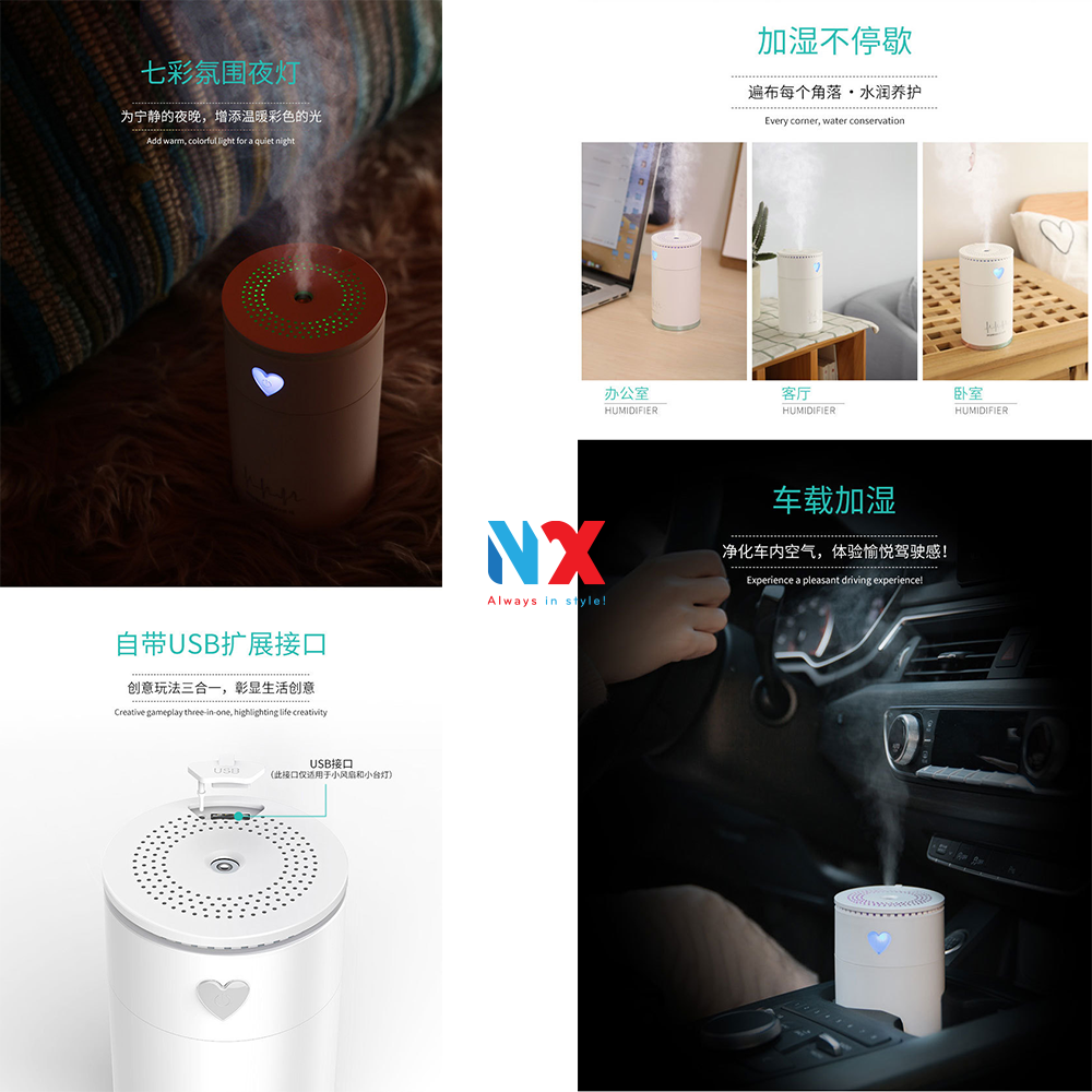 Máy Khuếch Tán Tinh Dầu Humidifier - Máy xông tinh dầu Dùng được cho oto thiết kế dễ thương