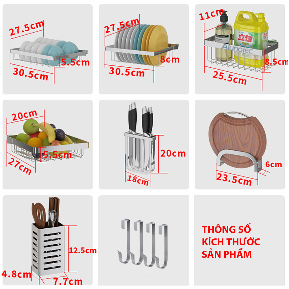 Kệ chén bát - Kệ úp chén trên bồn rửa inox 304 màu trắng kích thước 85 * 32 * 52cm
