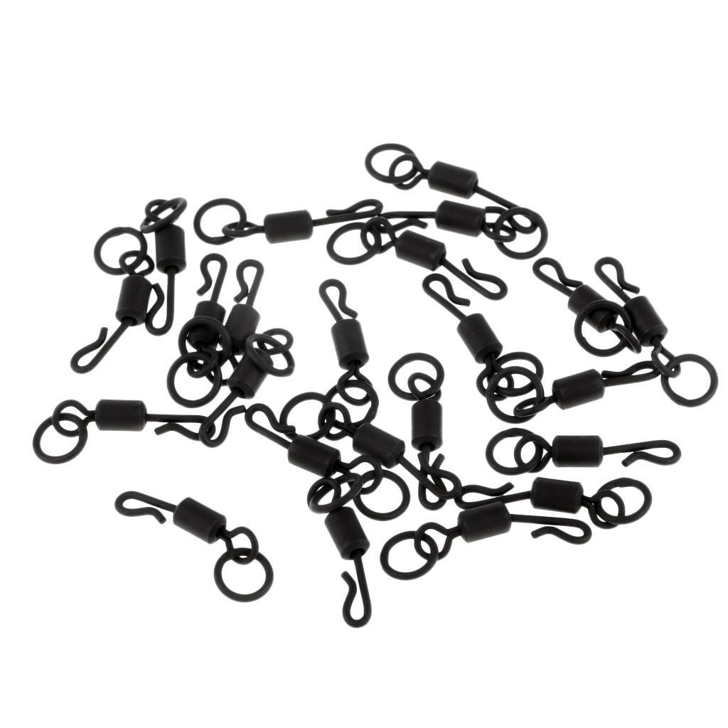 25pcs Matte Black Carp Fishing Quick Change Swivel with Ring