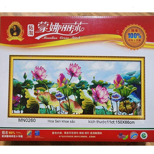 Tranh thêu chữ thập các mẫu hoa sen - nhiều kích thước