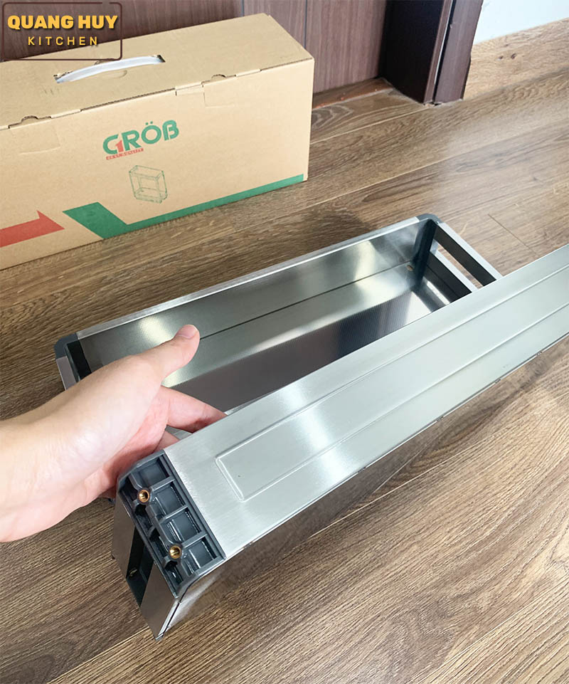 Giá gia vị tủ bếp dưới inox hộp hàng chính hãng Grob sang trọng hiện đại