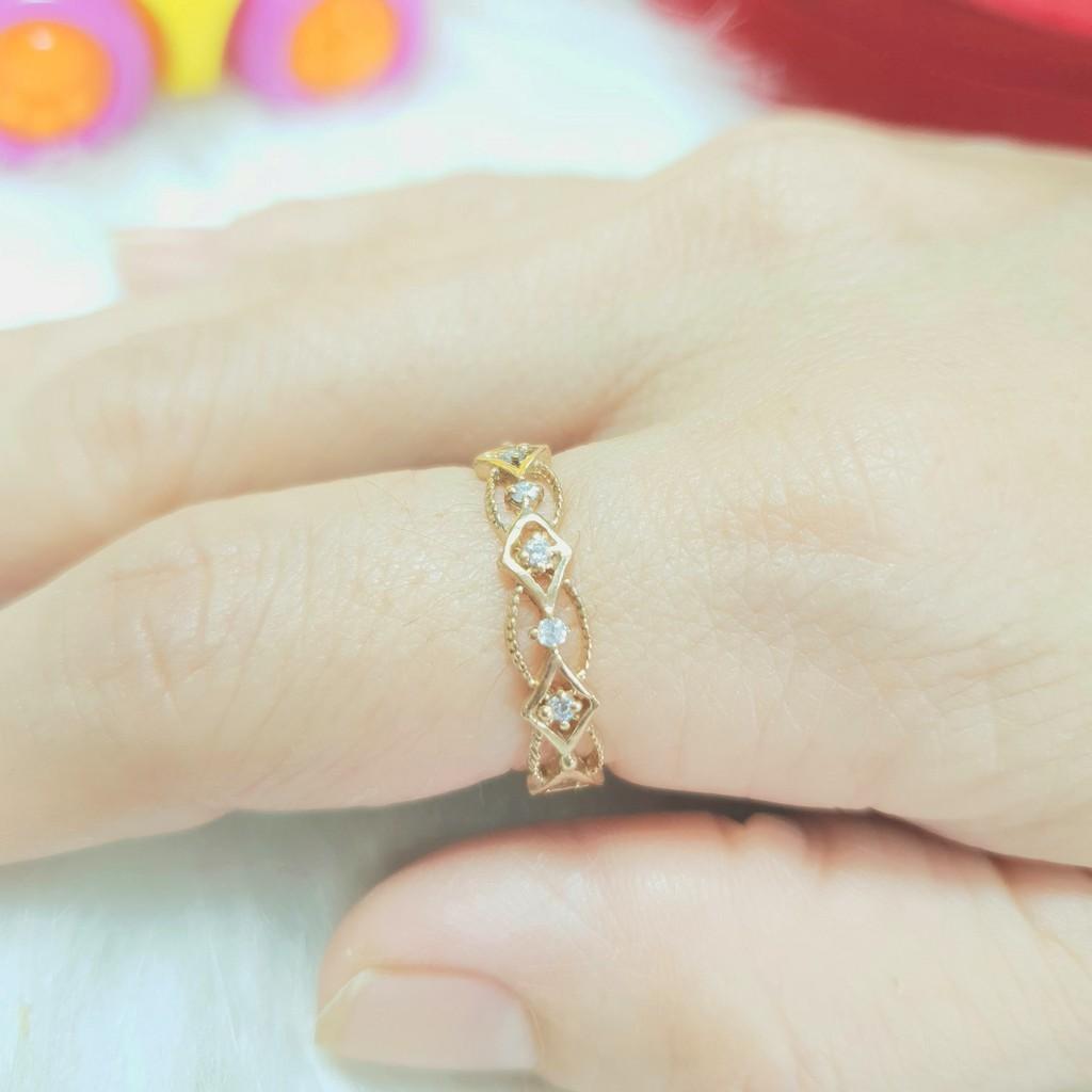 Nhẫn kiểu xoăn đính đá vàng vonfram cao cấp- Dùng vĩnh viễn không phai màu